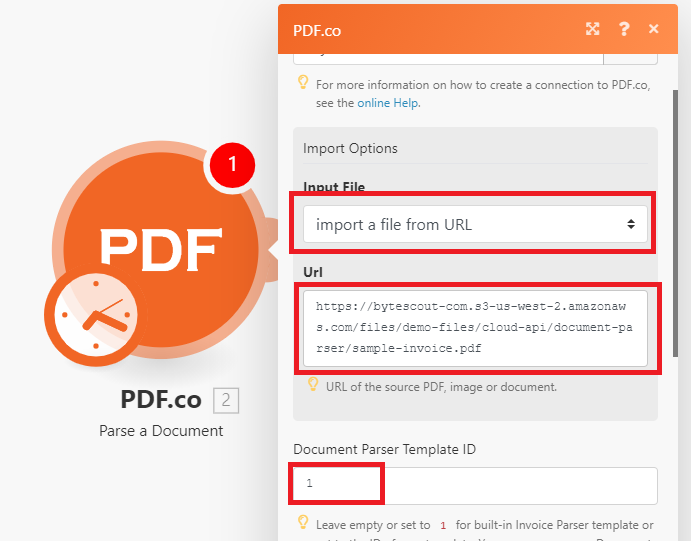 Configure PDF.co Parse A Document Module