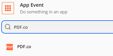 Select PDF.co as the Action App