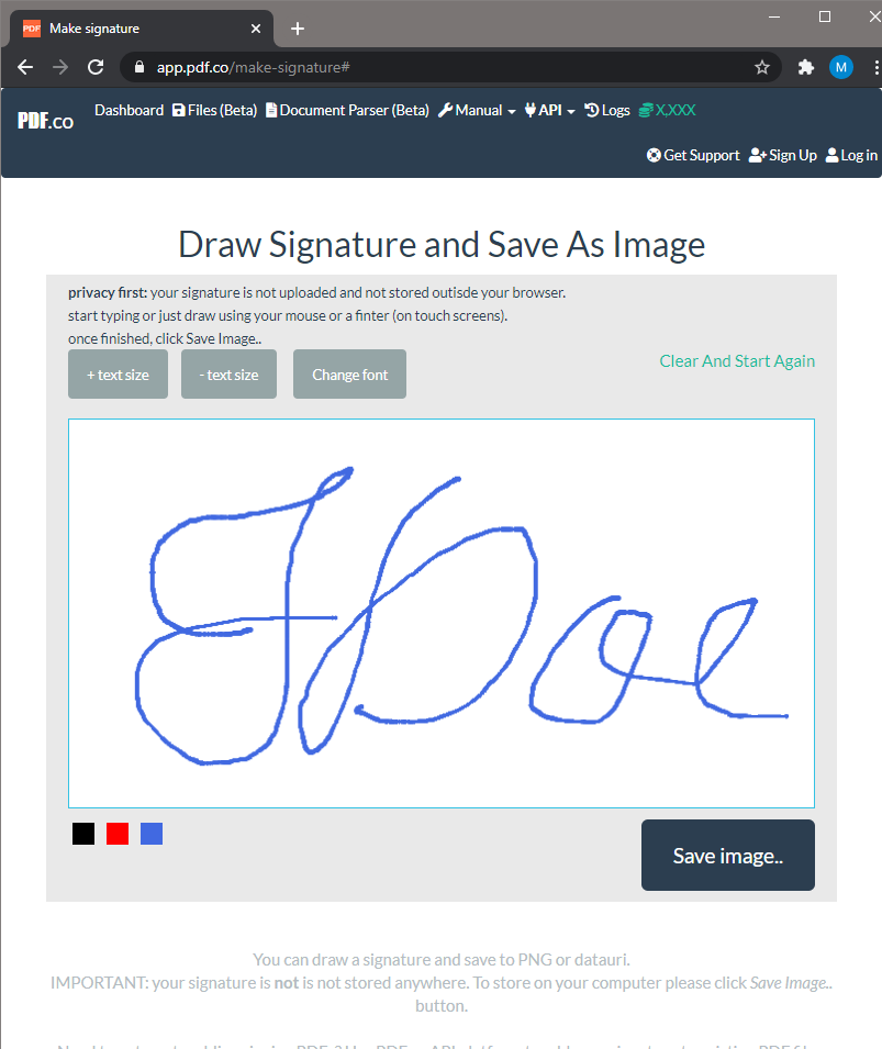 Draw Signature Using PDF.co Make Signature Tool