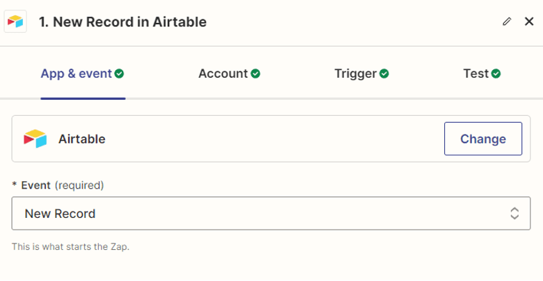 New Record in Airtable