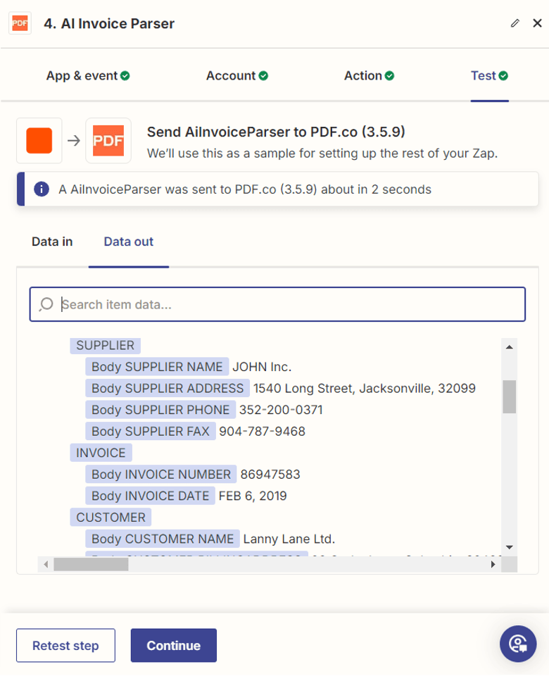 Test AI Invoice Parser