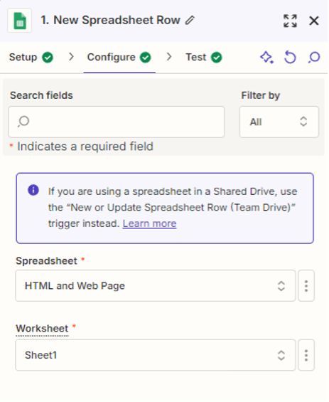 Setup Google Sheet Configuration