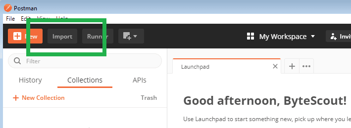 Postman Import Button