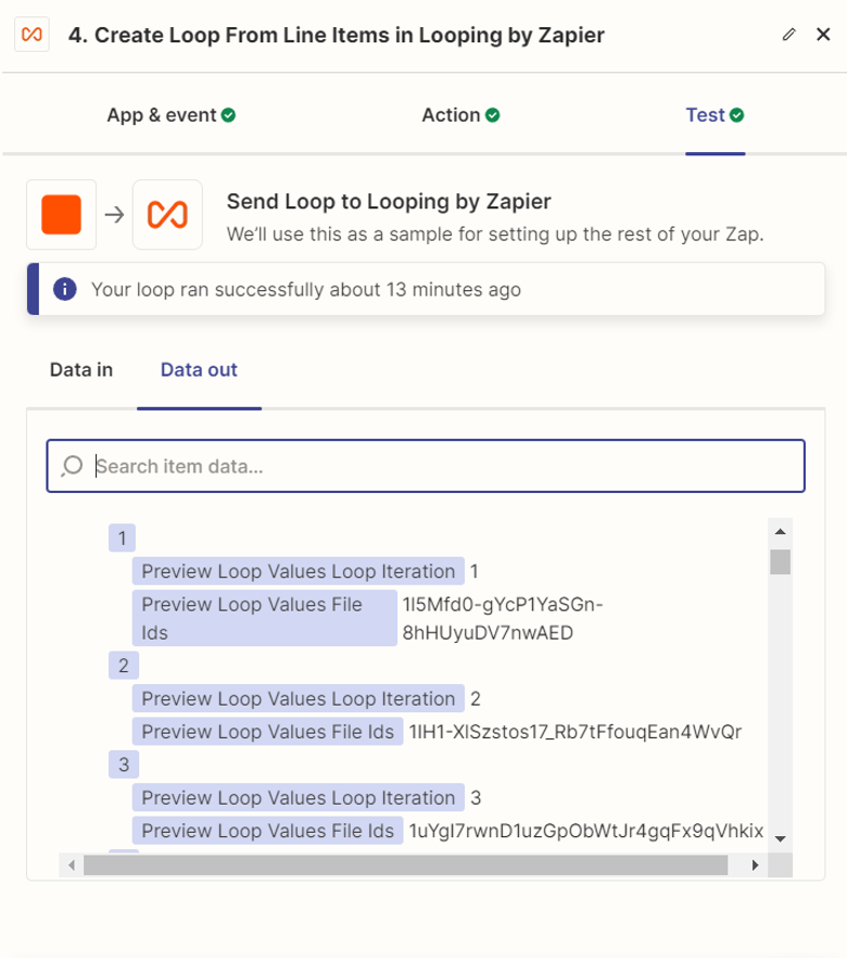 Send Loop to Zapier