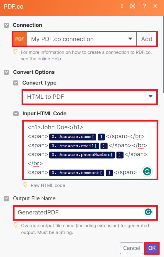 Setup PDF.co Configuration