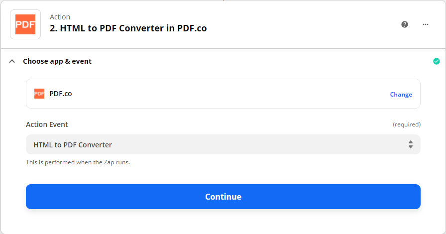 HTML to PDF Converter in Zapier