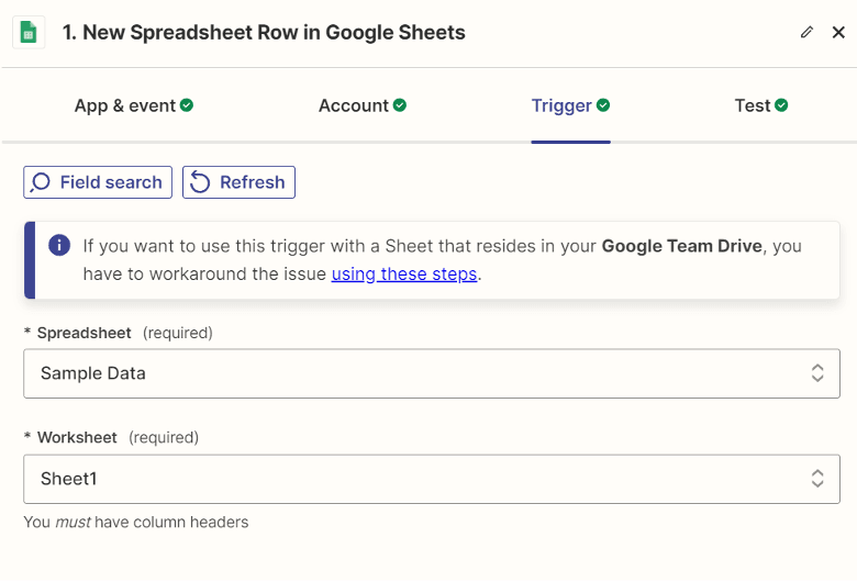 New Spreadsheet Row