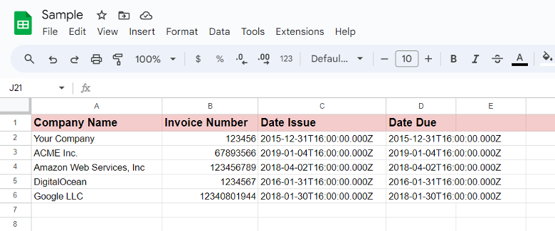 Google Sheets