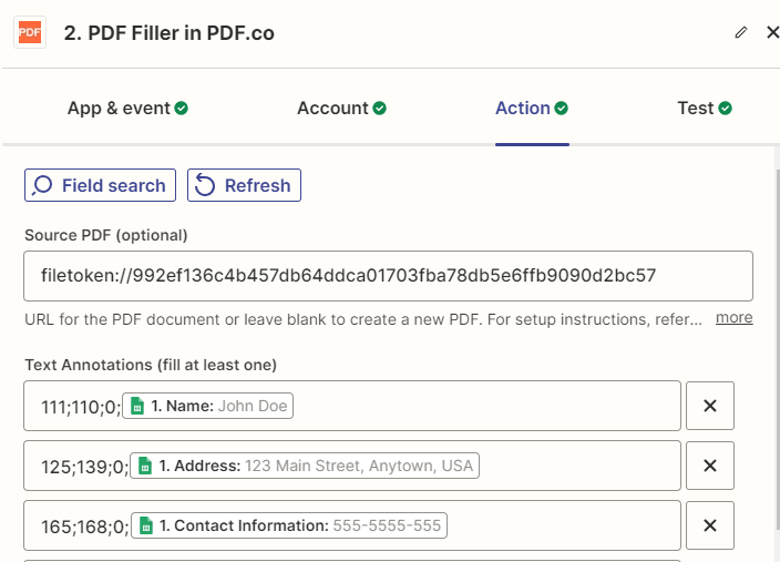 PDF Filler Configuration