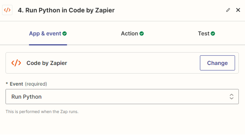 Run Python in Code by Zapier