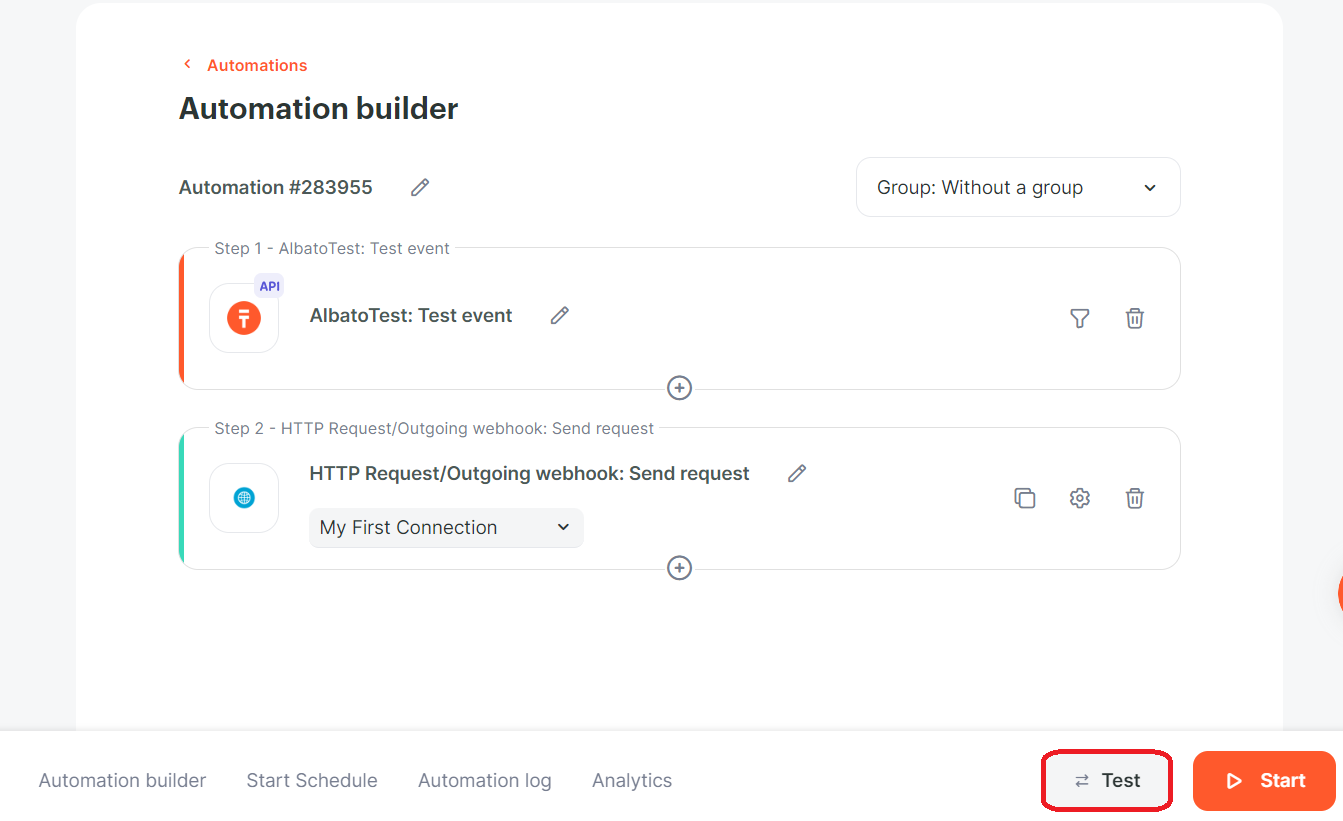 Screenshot of evaluating Automation Builder