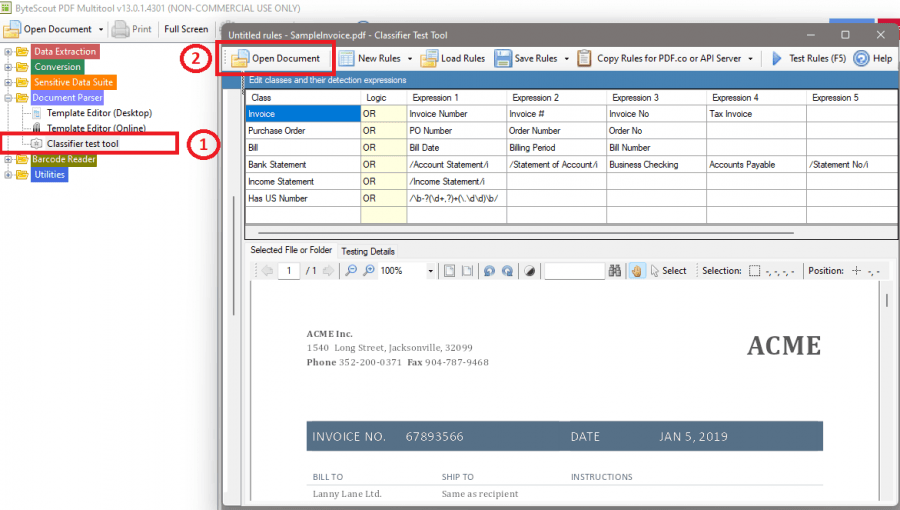 PDF Multitool Classifier Test Tool