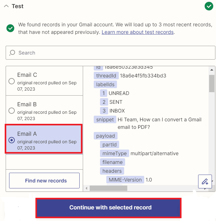 Test Trigger Result