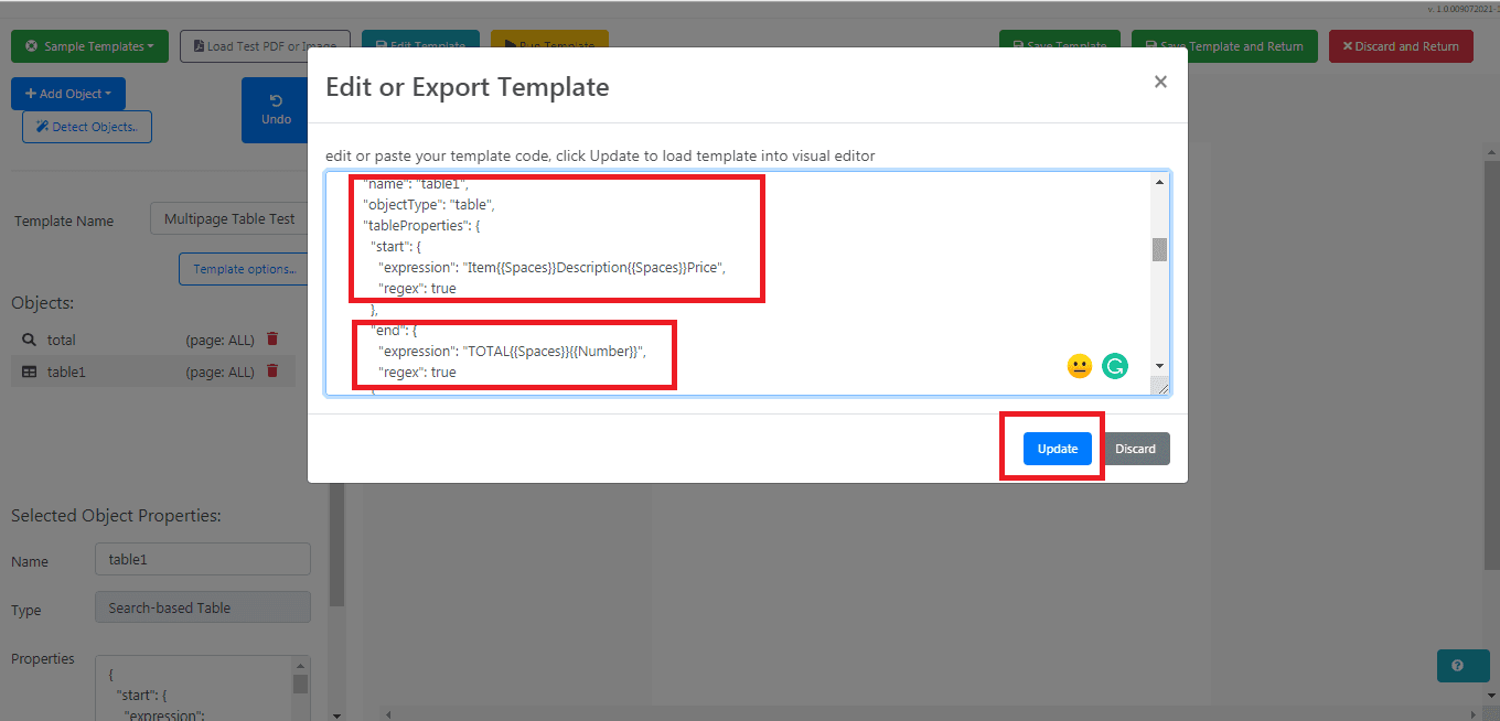 Add Table Object Expression