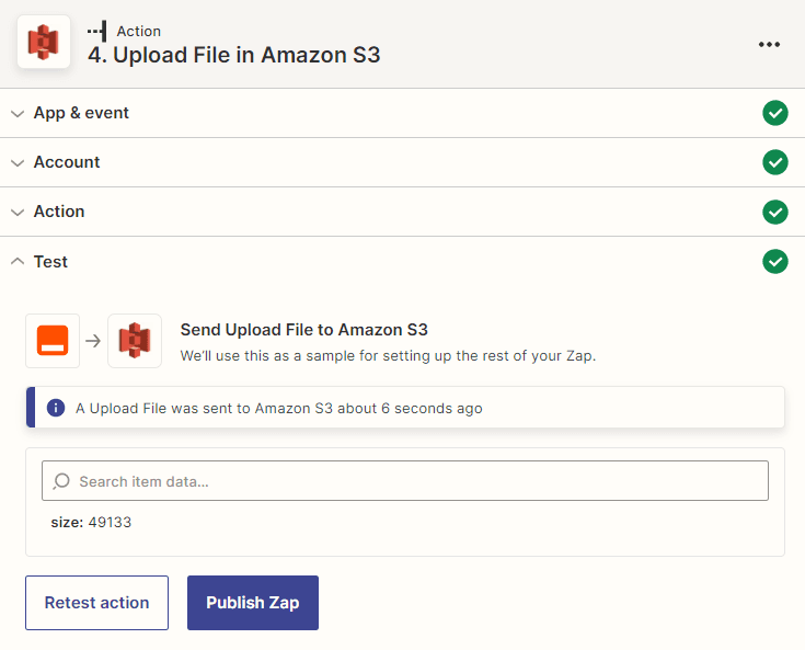 Amazon S3 Test Result