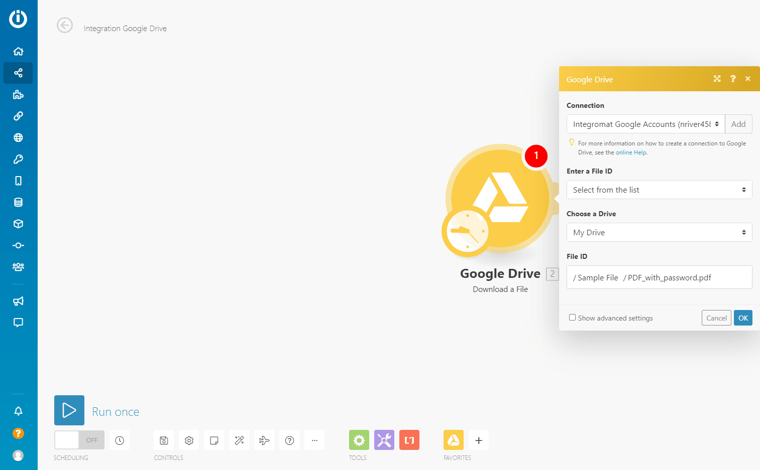 Select a Connection for Google Drive