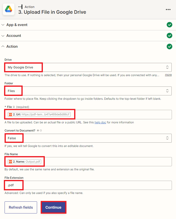 Upload File Configuration