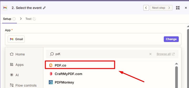 Add the PDF.co Action