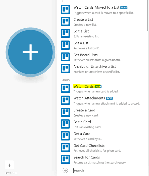 List of Trello Actions