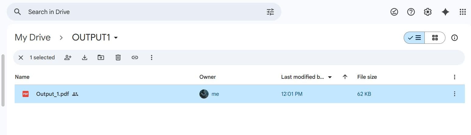 Output folder