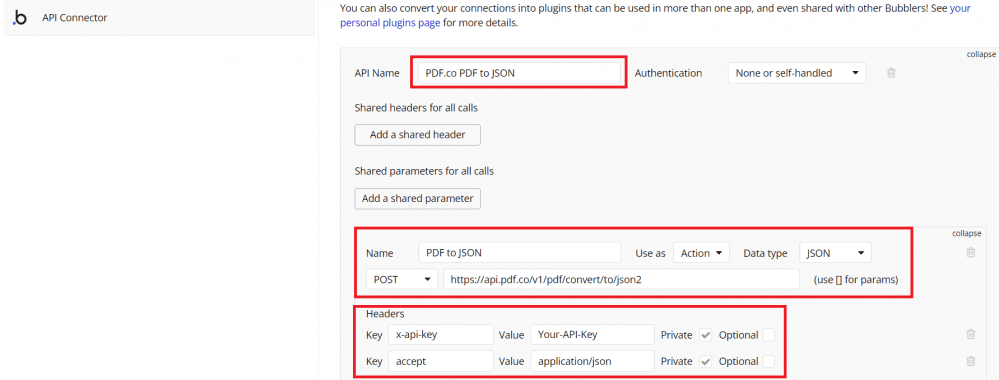 Step 9: API Connector Configuration