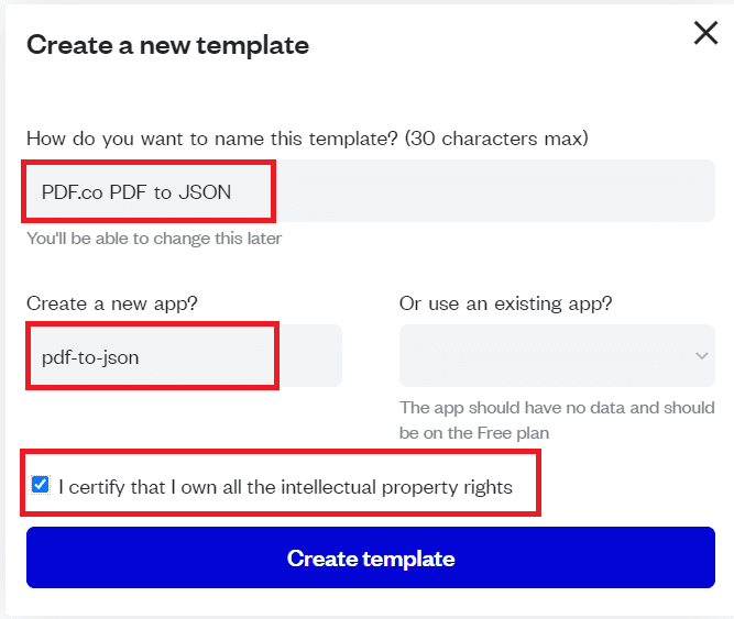 Step 2: Create New Template