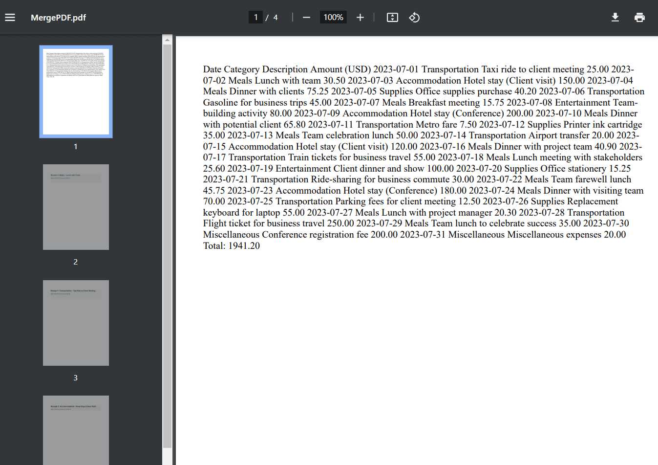 Merged PDF Output