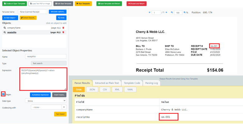 Parse Receipt Number