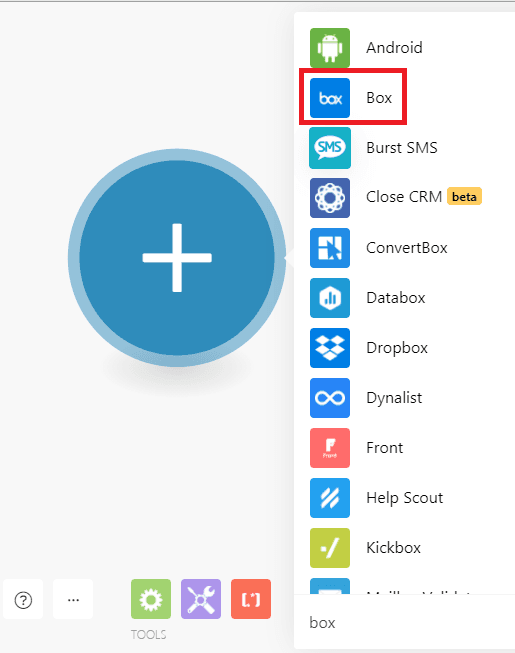 Box in Make apps listing