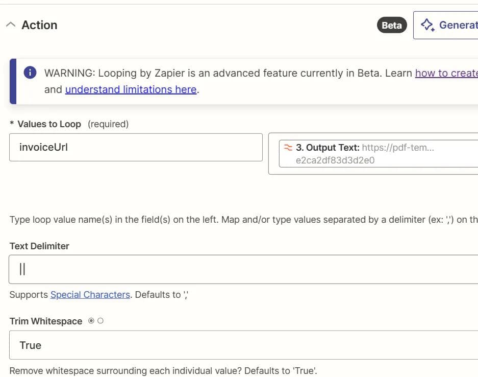 Extracting individual URLs from the loop