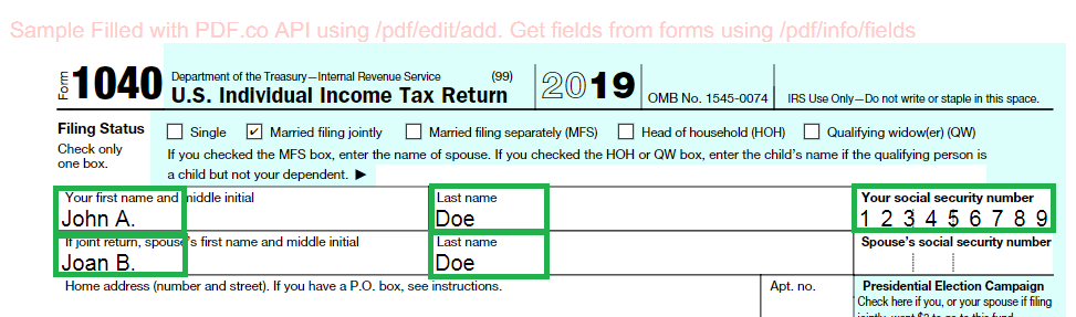 IRS Form 1040 Filled Out