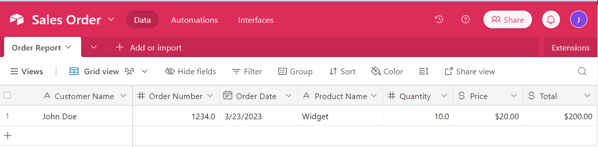 Sample Airtable Data