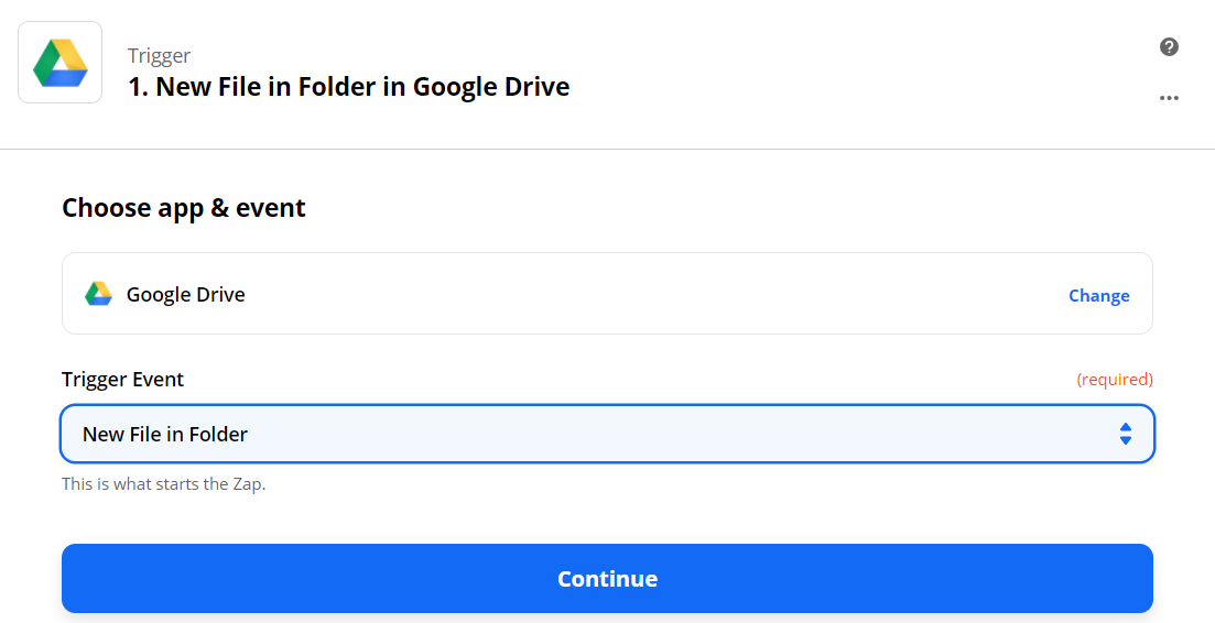 Setup Google Drive Trigger Step