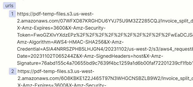 Array of URLs from Zapier