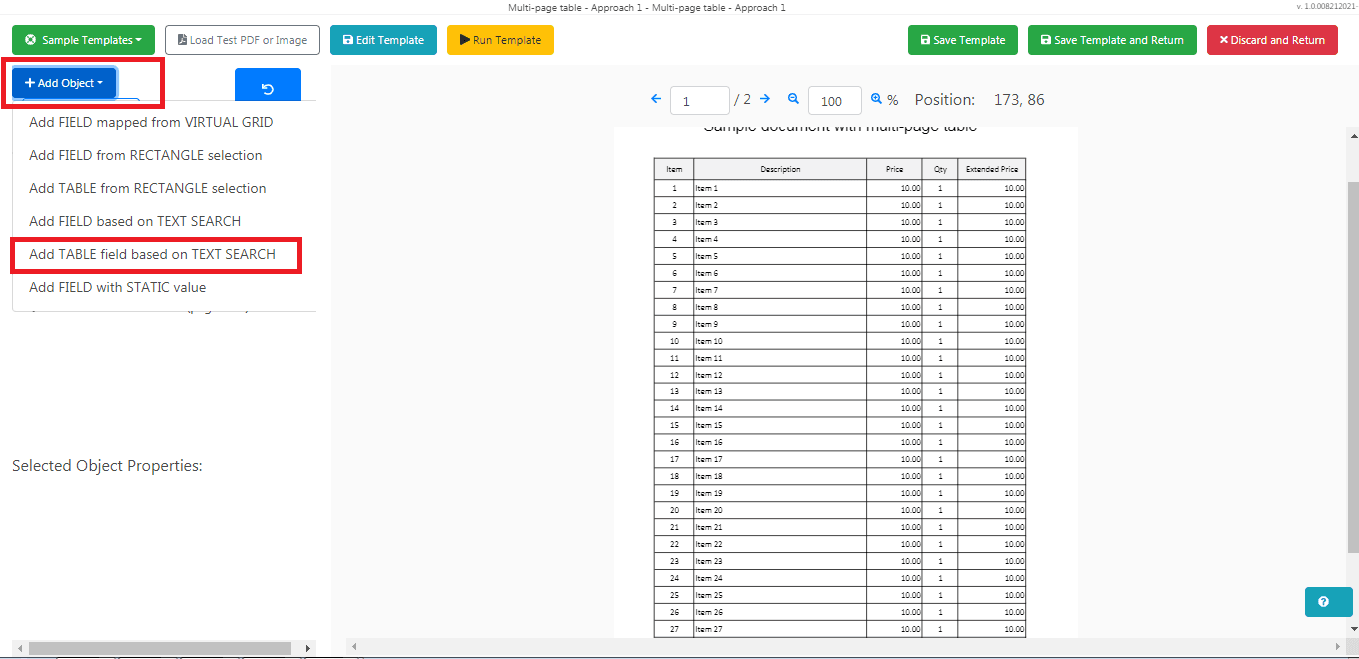 Add TABLE Field Based on TEXT SEARCH