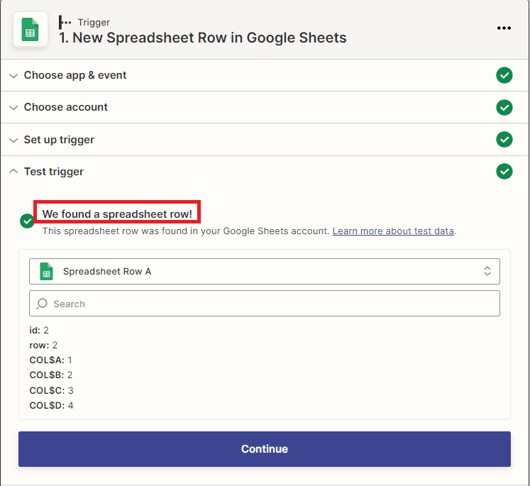 Test Trigger Result