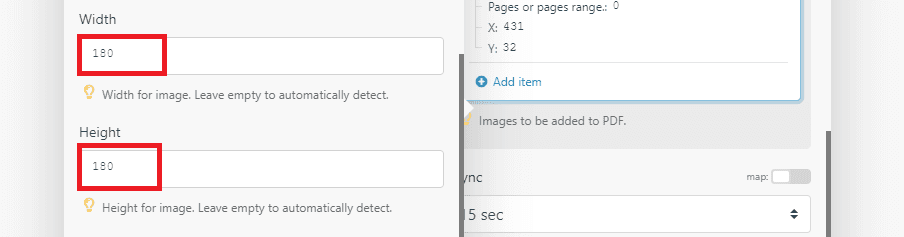 Set specific image sizes