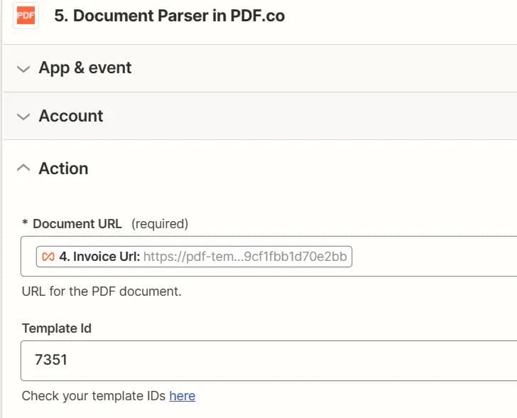 Supply the Template ID to work with the invoice