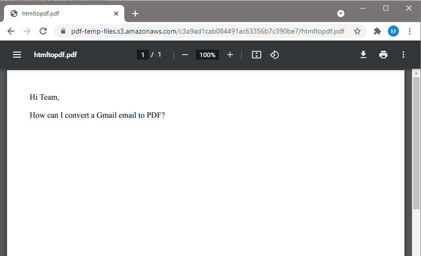 Converted Gmail Email To PDF