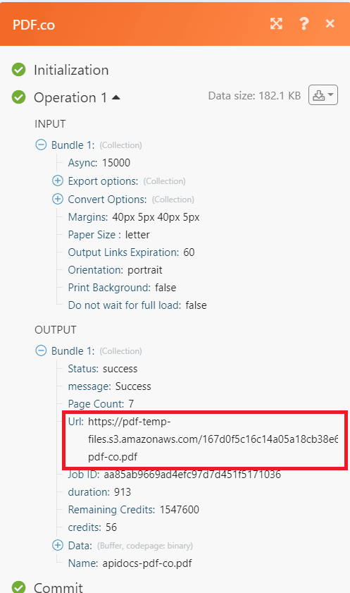 Output URL