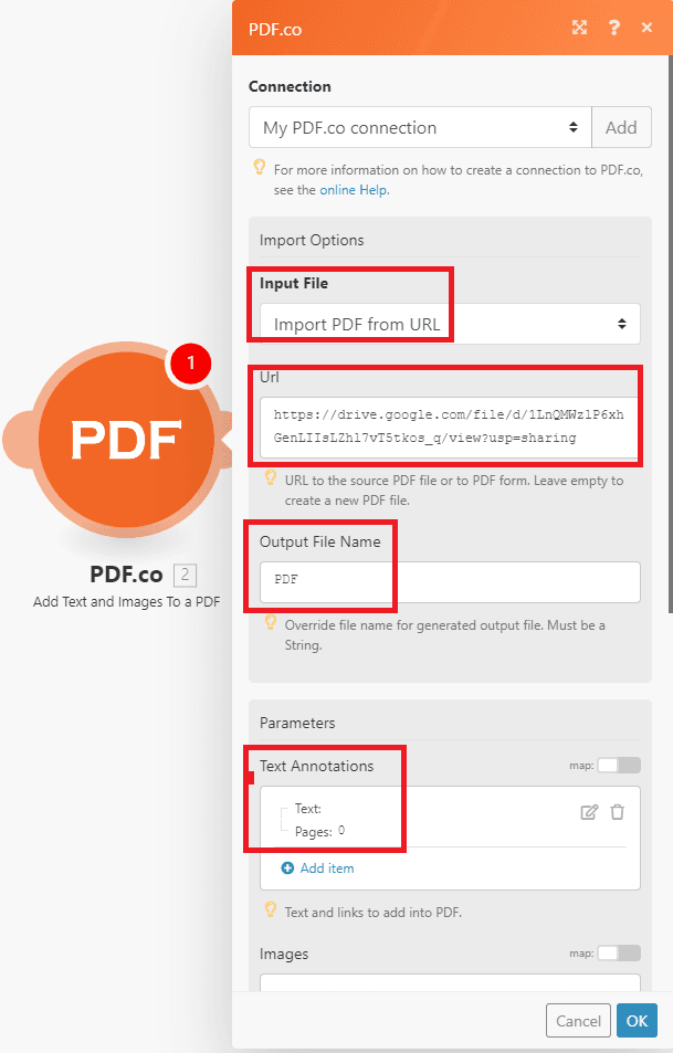PDF.co configuration