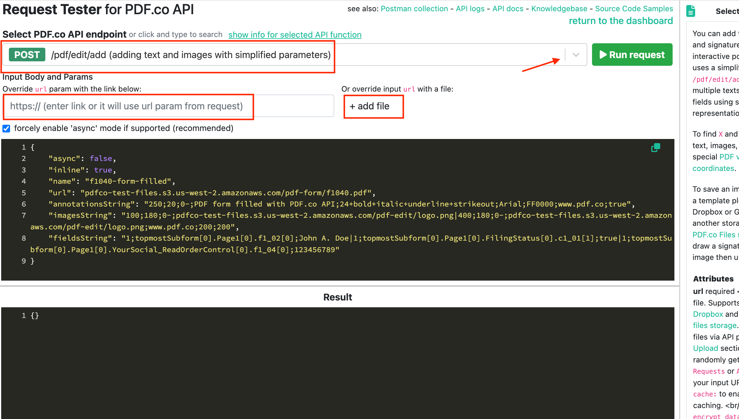 Request Tester for PDF.co API