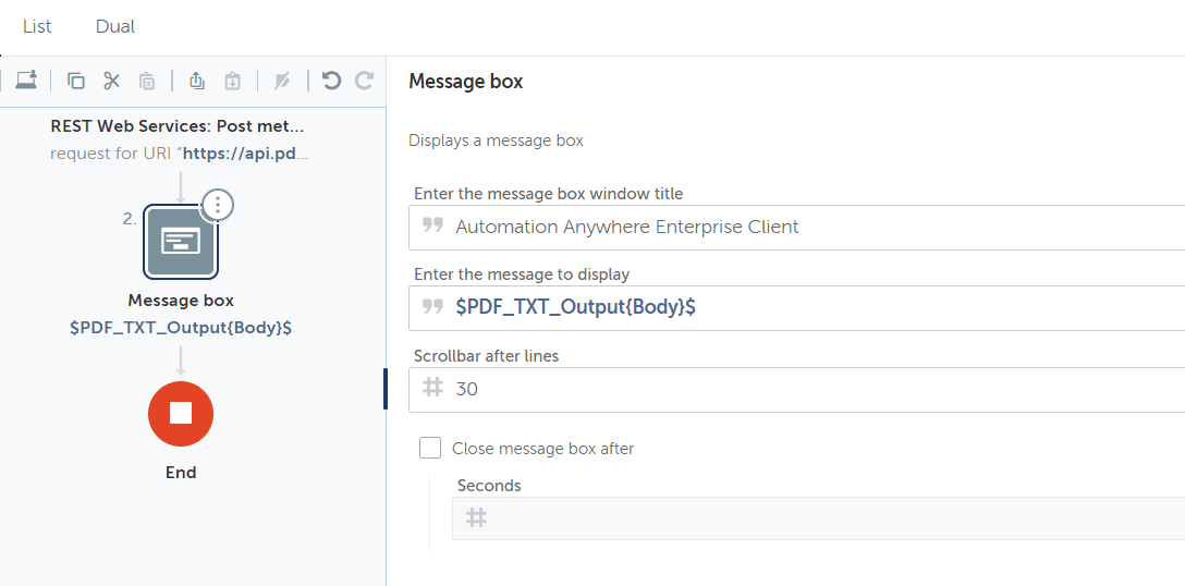 Configure Message Box