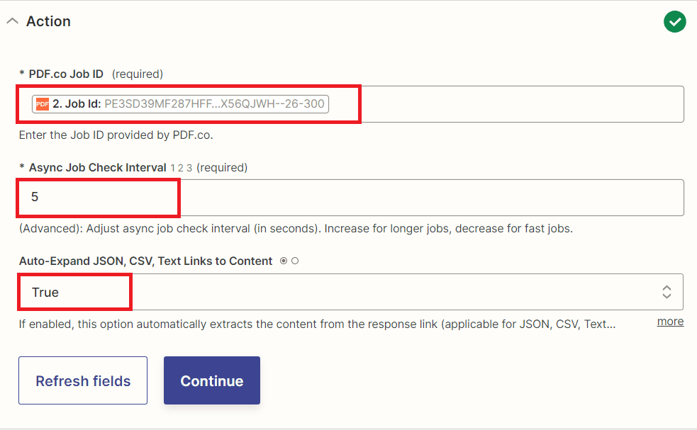 Zapier - PDF.co Job Check Configuration