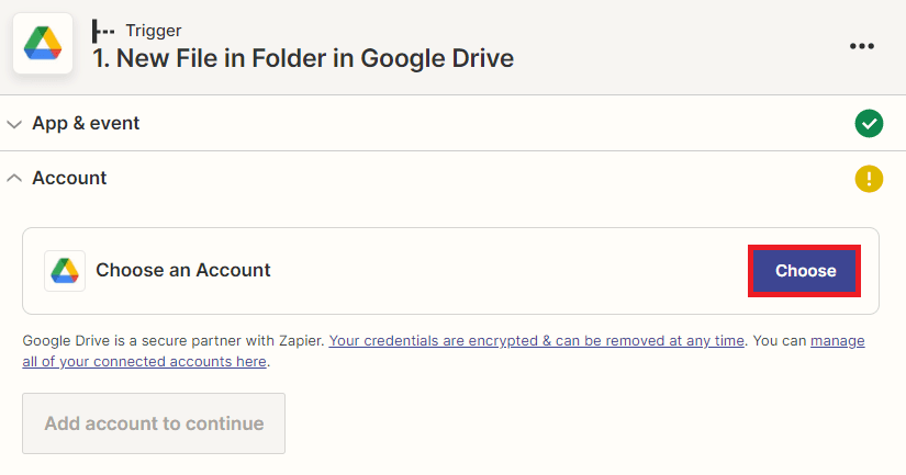 Connect Google Drive Account to Zapier