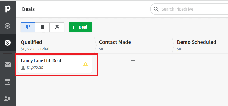 New Deal Listed In Pipedrive