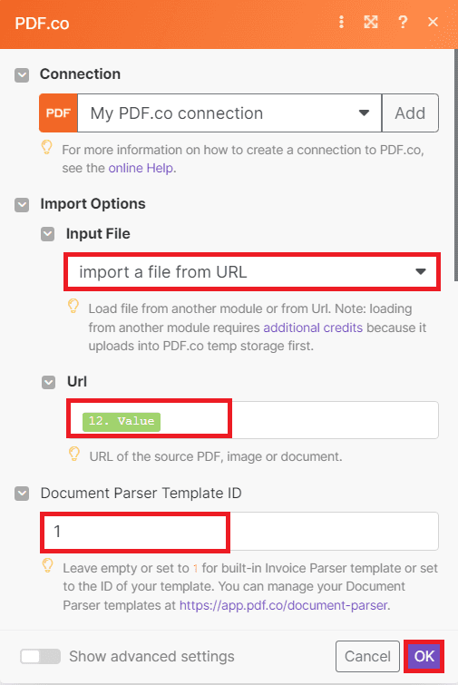 Configure PDF.co Settings