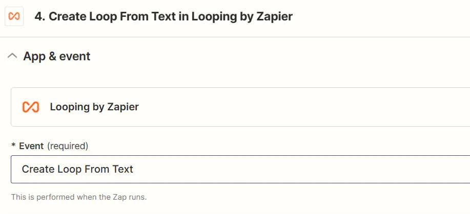 Create a loop from text with Zapier