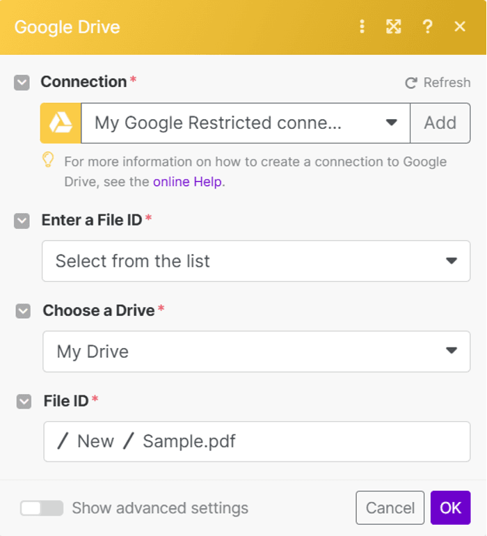 Configure Google Drive Settings