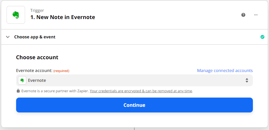 Connect Evernote Account